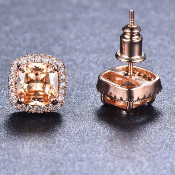 L21-HR SALE!8K Gold Princess Cut Morganite Champagne Topaz C - Picture 3 of 10